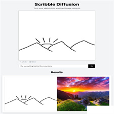 Scribble Diffusion 开源涂鸦 AI 绘画草图变成精致图像源码