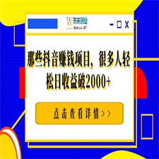 那些抖音赚钱项目，很多人轻松日收益破2000+【视频教程】