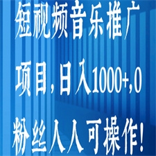 短视频音乐推广项目，日入1000+，0粉丝人人可操作！【视频教程】