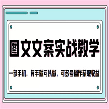 抖音图文文案实战教学 一部手机，有手就可以做，可多号操作获取收益